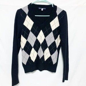 Brooks Brothers Wool Argyle Print Sweater V Neck Longs Sleeve Large